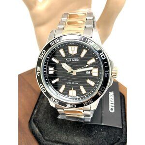 Citizen Men's Watch AW1706-52E Eco Drive Black Dial Two Tone Silver Steel 45mm